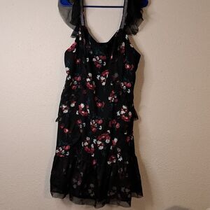 Libby Edelman black floral dress size large